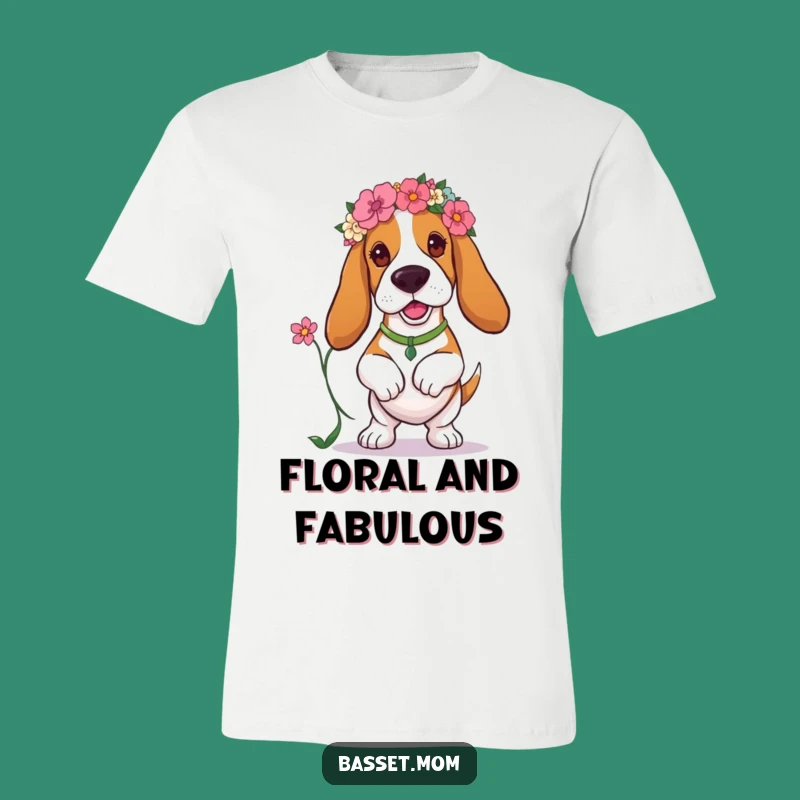 Funny Basset Hound Flower Prancer T-Shirt - Adorable Floral Dog Tee Gift