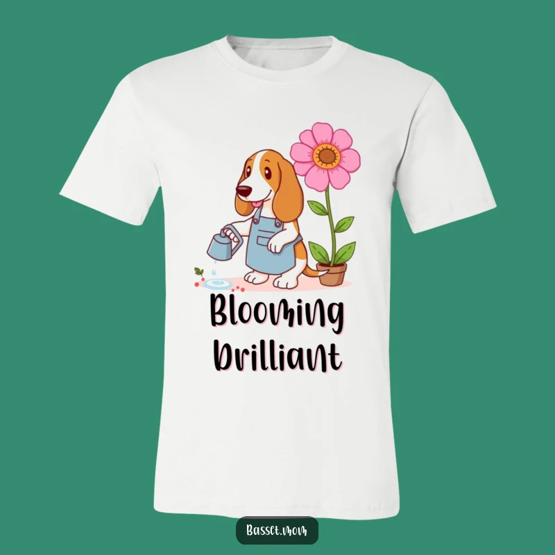 Funny Basset Hound Gardener T-Shirt - Dog Apron Tee, Humorous Gift