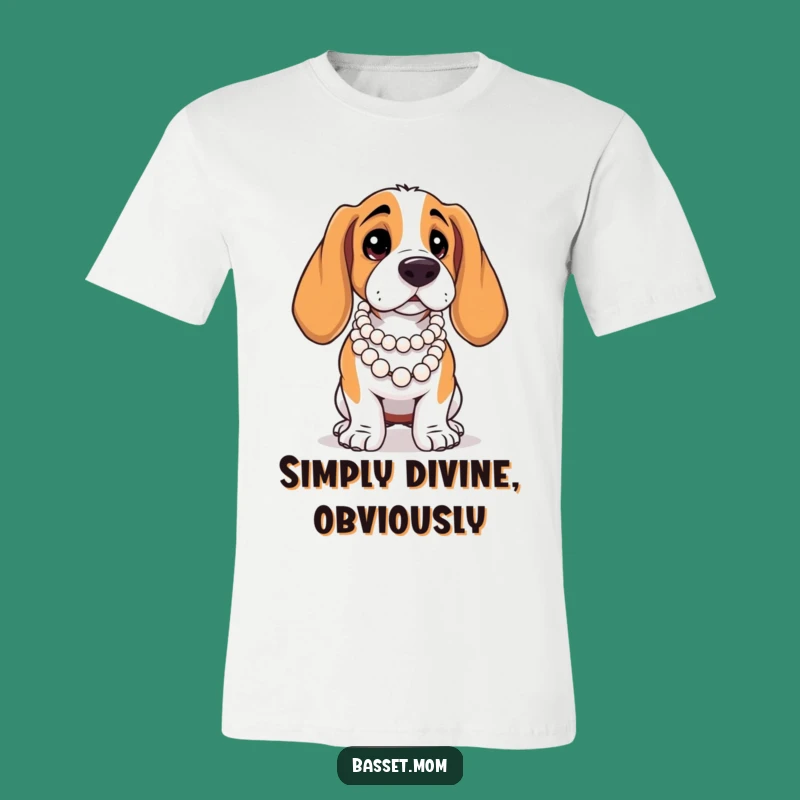 Funny Basset Hound Pearl Tee: Dramatic Pose Fashion, Perfect Gift