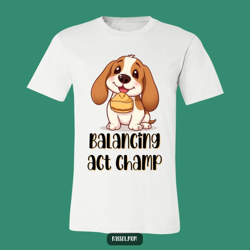 Funny Basset Hound Pie Balancer T-Shirt - Comical Dog Owner Apparel