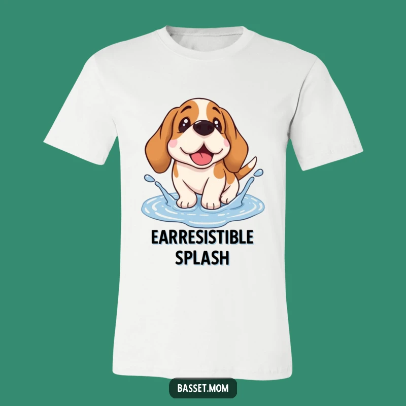 Funny Basset Hound Puddle Splash T-Shirt - Droopy Ear Dog Tee, Hilarious Gift