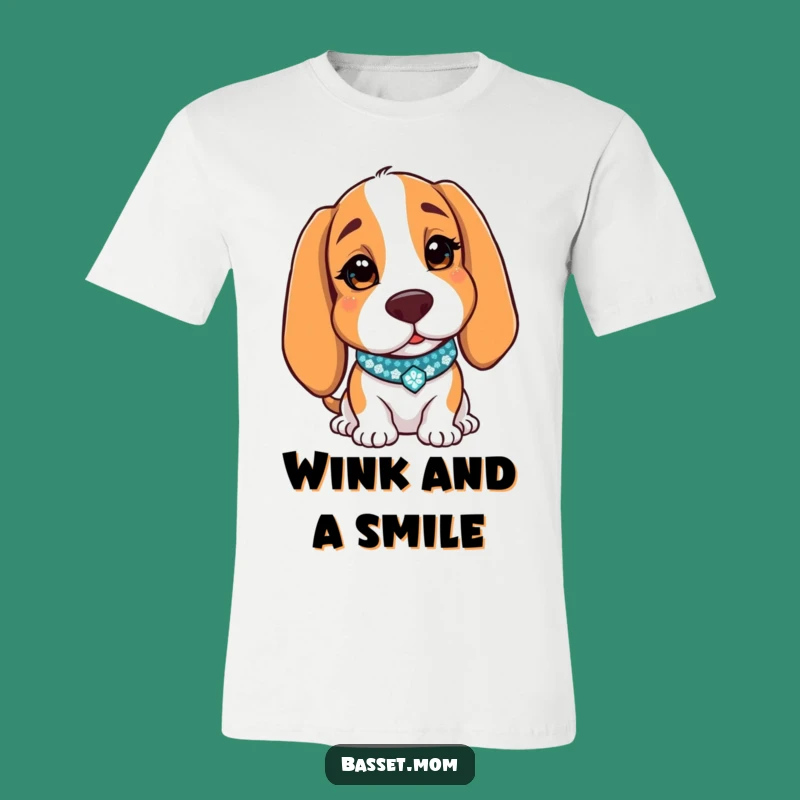Funny Basset Hound Winking T-Shirt - Sparkly Collar Dog Tee Gift