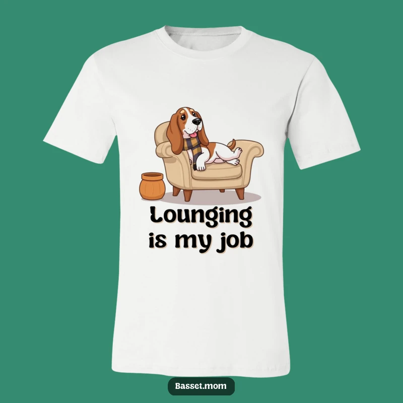 Funny Cozy Lounging Basset Hound Scarf T-Shirt - Relaxed Dog Tee