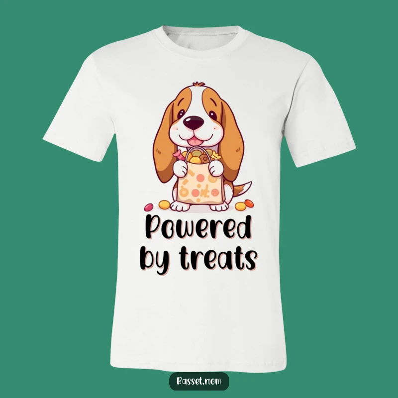 Funny Basset Hound Treat Haul T-Shirt: Hilarious Snack Attack, Perfect Gift for Foodies!