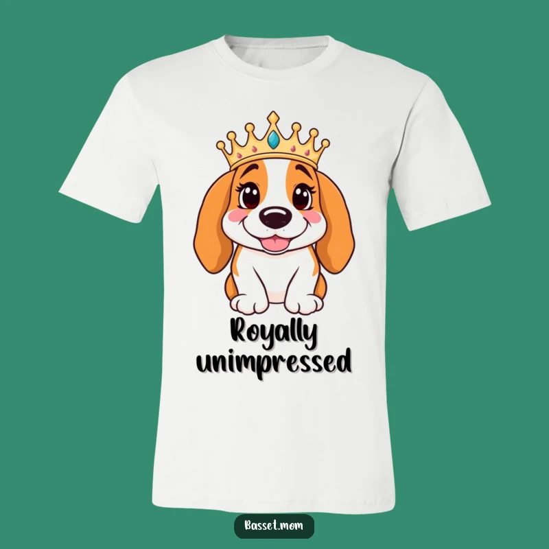 Funny Basset Hound King Tee - Regal Crown Smiling T-Shirt Gift