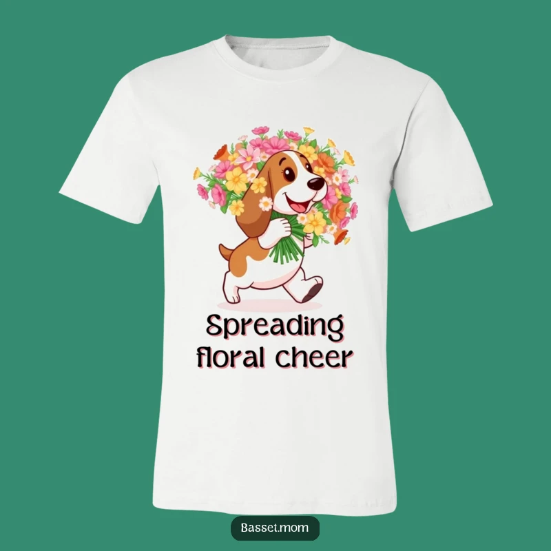 Funny Basset Hound Flower T-Shirt: Happy Delivery Style, Perfect Gift