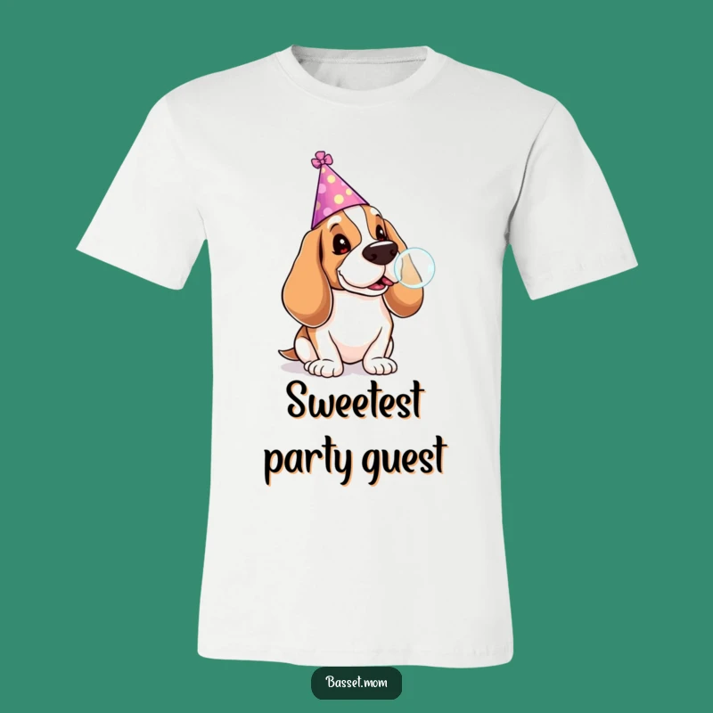 Funny Basset Hound Party T-Shirt: Lollipop Bubble Joyful Tee