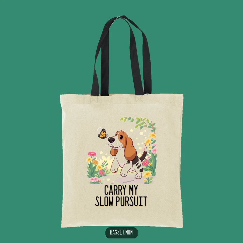 Funny Basset Hound Butterfly Chase Tote Bag: Stylish & Humorous Shopping Gift