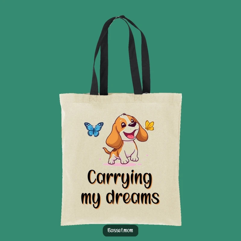Funny Basset Hound Tote Bag: Carry Your Laughs with This Butterfly Chasing Pup