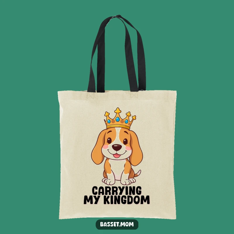 Funny Royal Basset Hound Crown Tote Bag - Regal Accessory Gift
