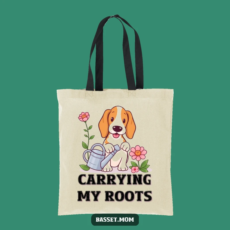 Funny Basset Hound Gardener Tote Bag - Chic Dog Lover Gift with Watering Can