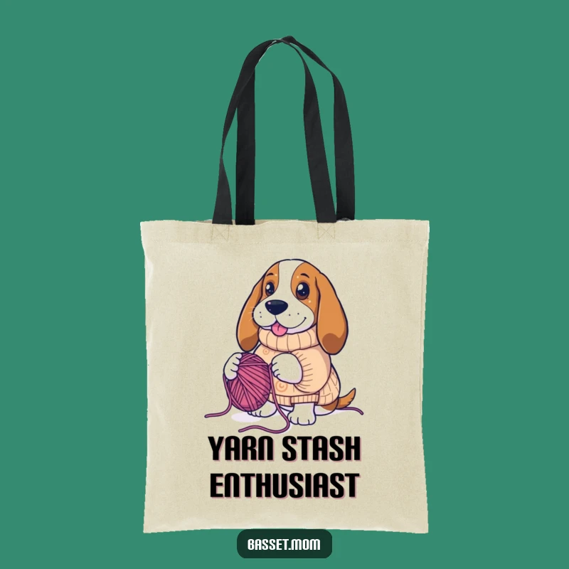Funny Basset Hound Knitting Yarn Tote Bag - Perfect Humorous Shopping Accessory