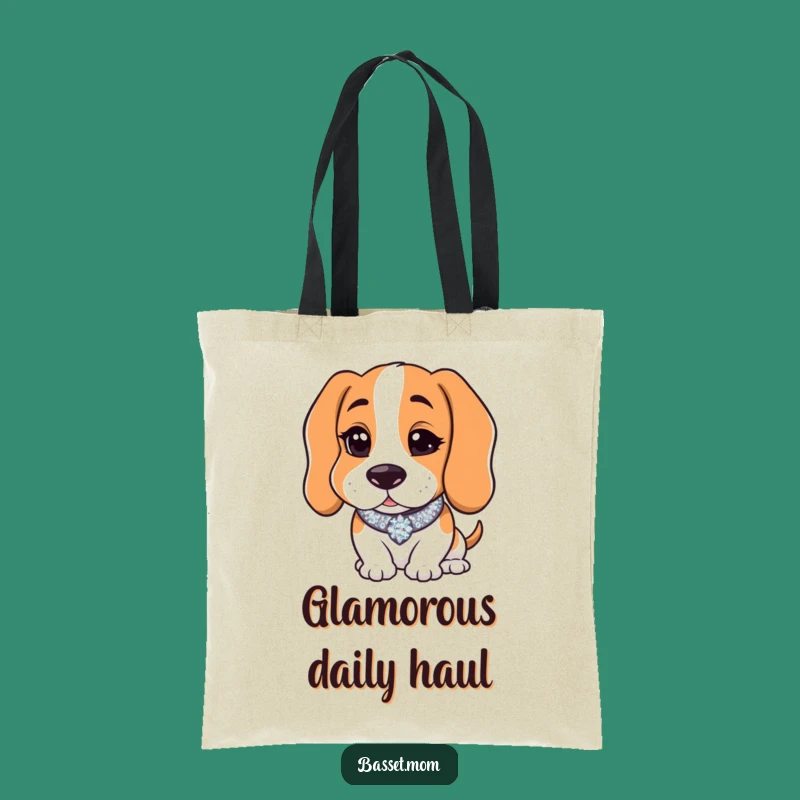 Funny Basset Hound Wink Tote Bag - Sparkly Collar Charming Accessory