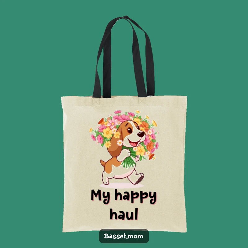 Funny Basset Hound Flower Tote: Happy Delivery Bag, Perfect Gift
