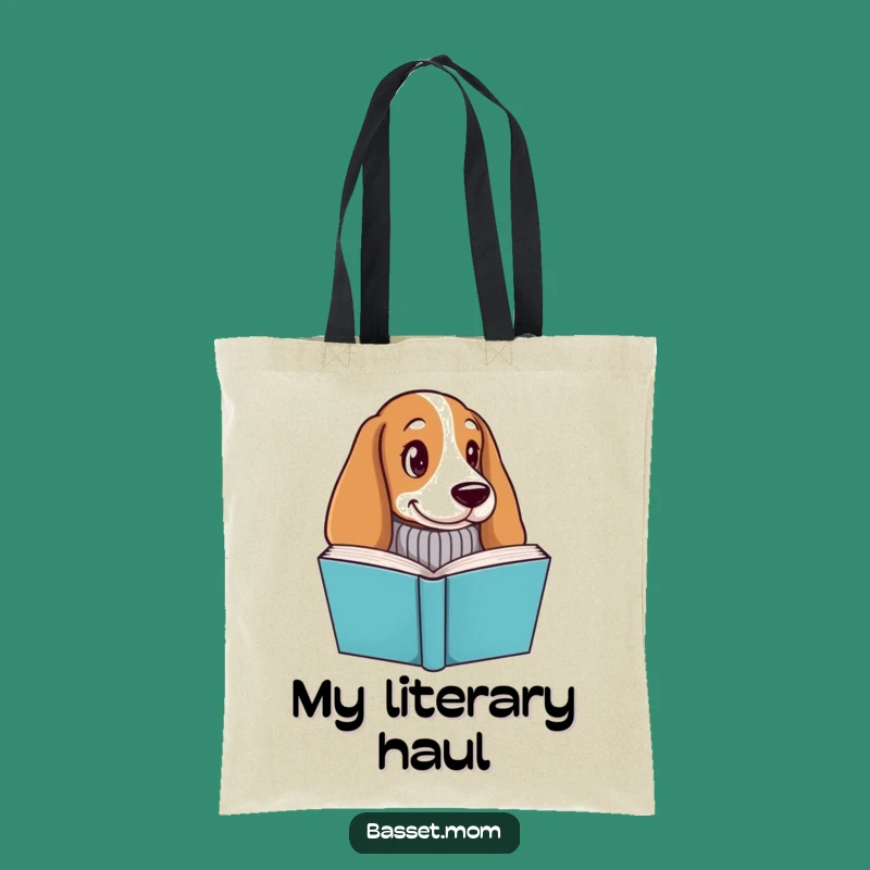 Funny Basset Hound Book Lover Tote Bag - Chic Dog Gift with Knitted Sweater